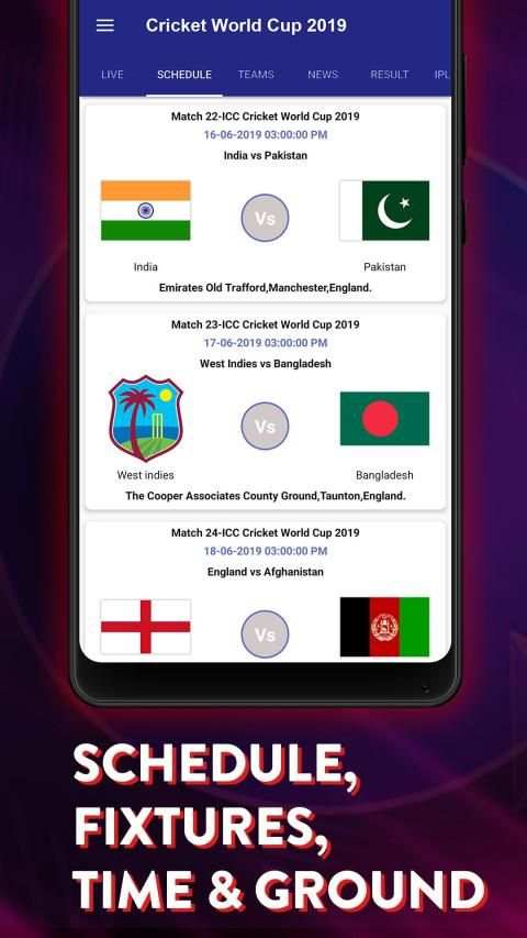 CWC 2019 – Fixture & schedule scrore screenshot 3