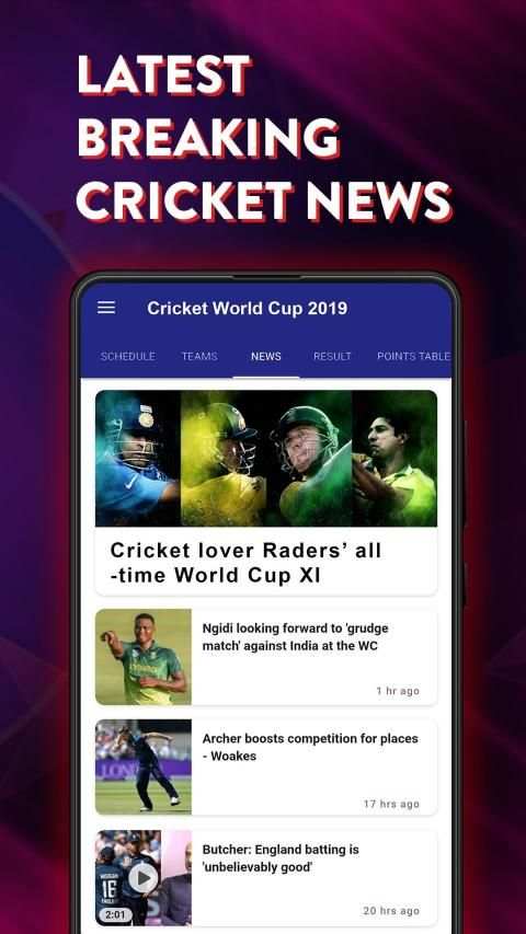 CWC 2019 – Fixture & schedule scrore screenshot 2