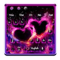 Fire Neon Heart Keyboard Theme