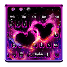 Fire Neon Heart Keyboard Theme आइकन