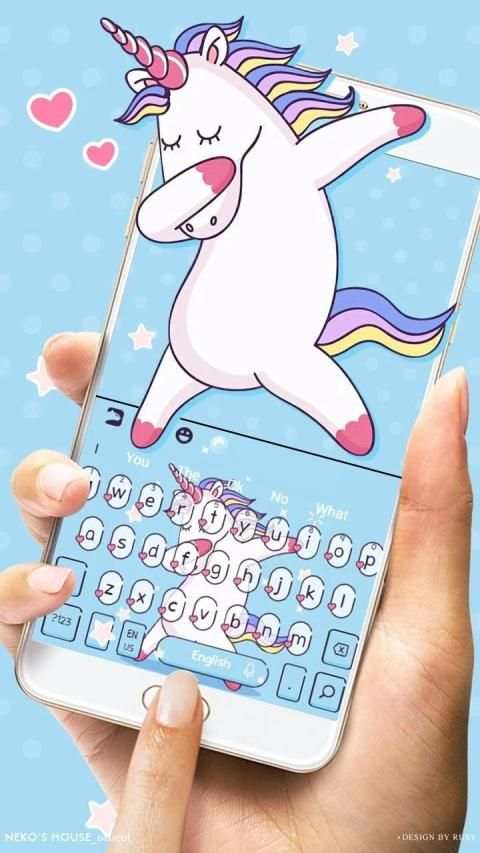 Cute Doing Dabbing Unicorn Keyboard Theme screenshot 2