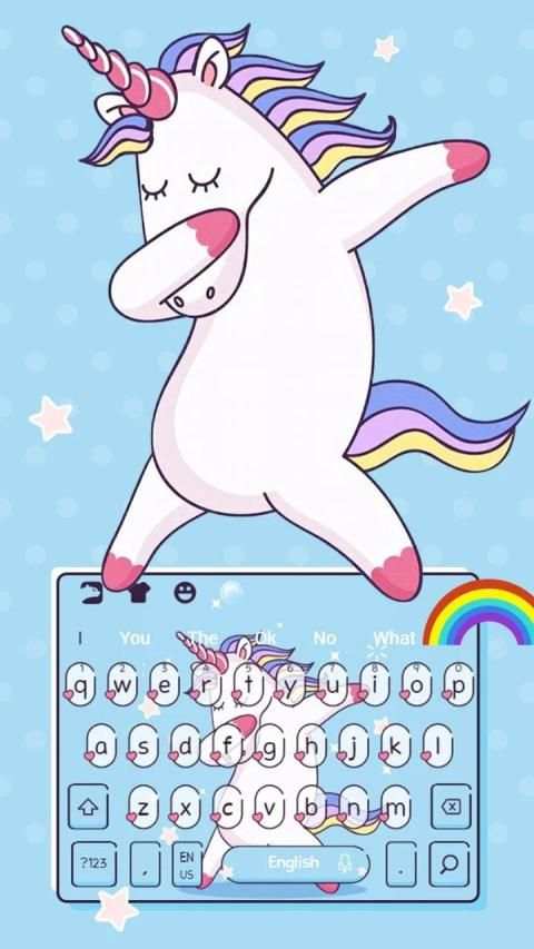 Cute Doing Dabbing Unicorn Keyboard Theme screenshot 3