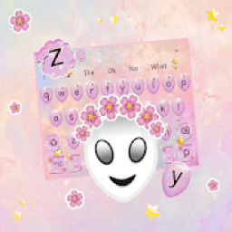 Cute Pink Alien Keyboard Theme आइकन