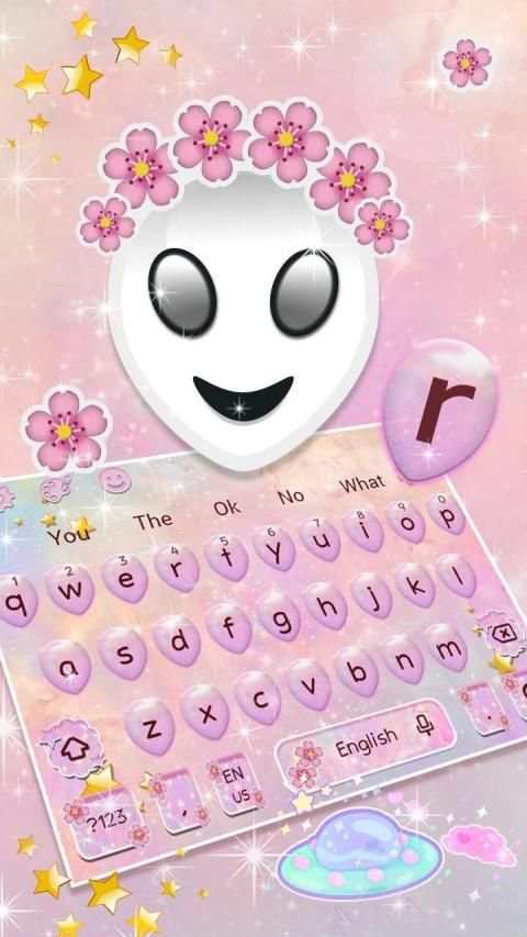 Cute Pink Alien Keyboard Theme स्क्रीनशॉट 2