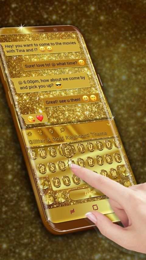 Glitter and Gold Premium Keyboard Theme स्क्रीनशॉट 6
