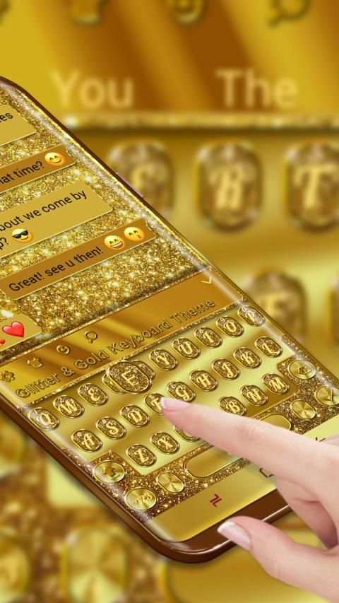Glitter and Gold Premium Keyboard Theme स्क्रीनशॉट 3