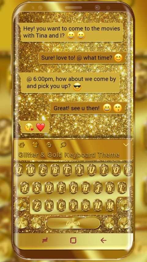 Glitter and Gold Premium Keyboard Theme स्क्रीनशॉट 2