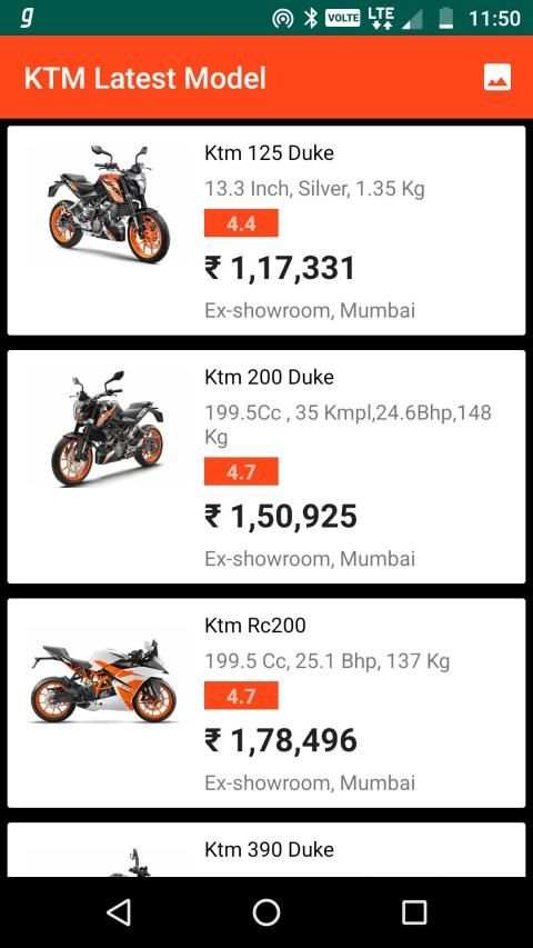 KTM Bikes India : Price, Mileage, Features screenshot 1