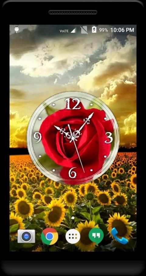 Red Rose Clock Live Wallpaper स्क्रीनशॉट 3
