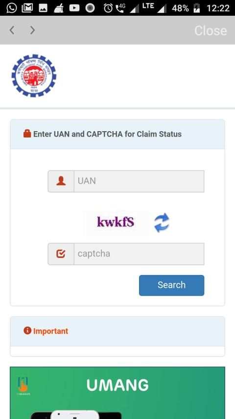 EFPO Unified Portal screenshot 1