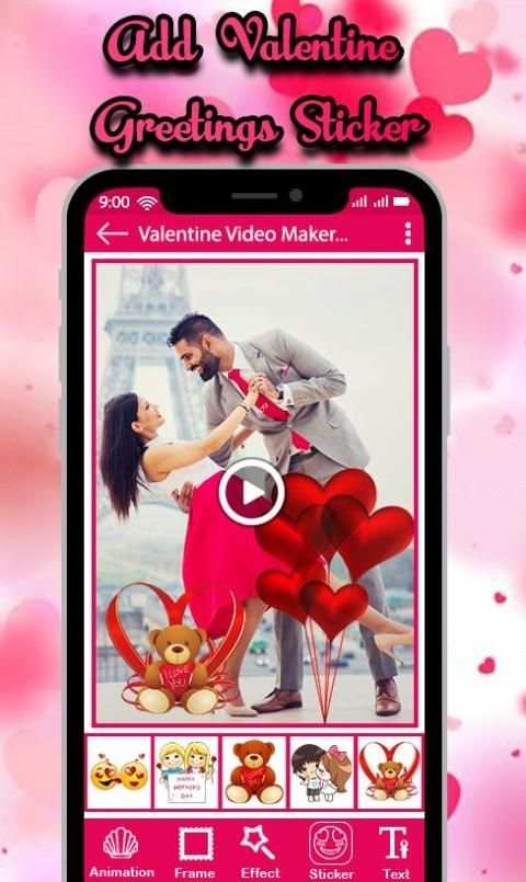 Valentine Day Photo Video Maker with Music 2019 स्क्रीनशॉट 3