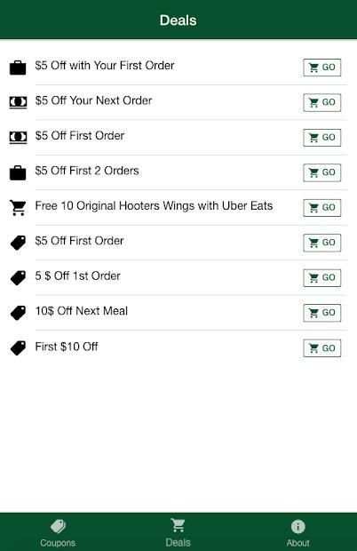 Coupons for Uber Eats screenshot 1