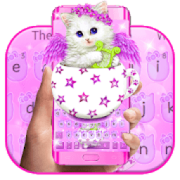 Lovely Pink Kitty Cat Keyboard Theme आइकन