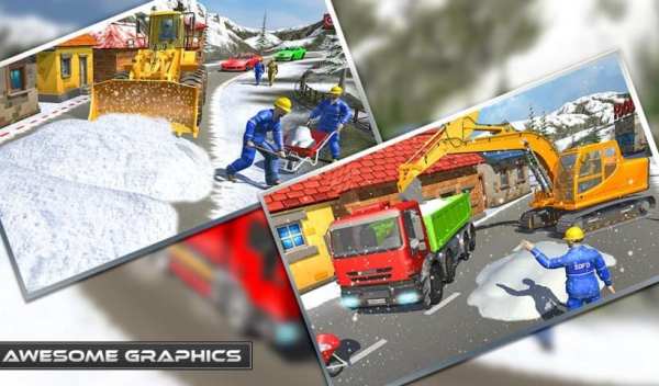 Uphill Snow Crane Excavator Simulator 2019 screenshot 1