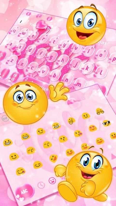 Glitter Pink Love Heart Keyboard Theme screenshot 1