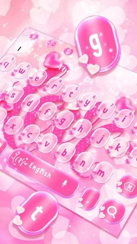 Glitter Pink Love Heart Keyboard Theme screenshot 3