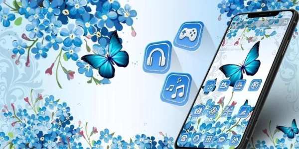 Tema Bunga Biru Kupu-kupu screenshot 1