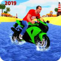 Beach Water Surfer Bike Rider: Motorcycle Stunts