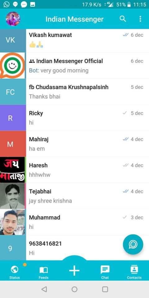 Indian Messenger-Indian Social Network-Indian Chat स्क्रीनशॉट 1