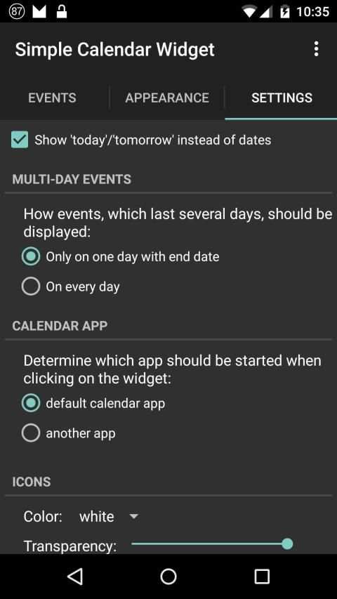 Simple Calendar Widget screenshot 2