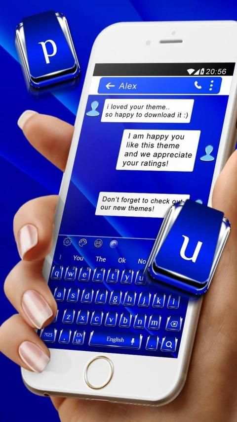 Classic Silver Blue Keyboard Theme स्क्रीनशॉट 2