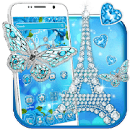 Glitter Blue Butterfly Diamond Eiffel Tower Theme icon