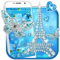 Glitter Blue Butterfly Diamond Eiffel Tower Theme on 9Apps