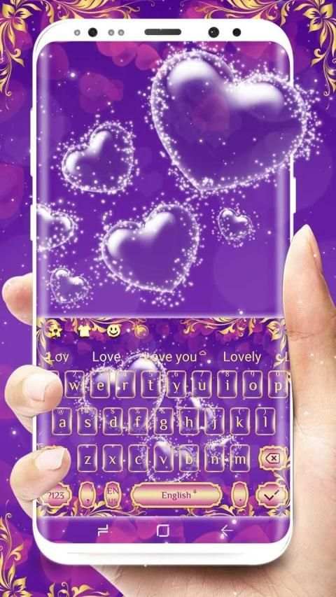 Purple Love Bubble Keyboard स्क्रीनशॉट 3