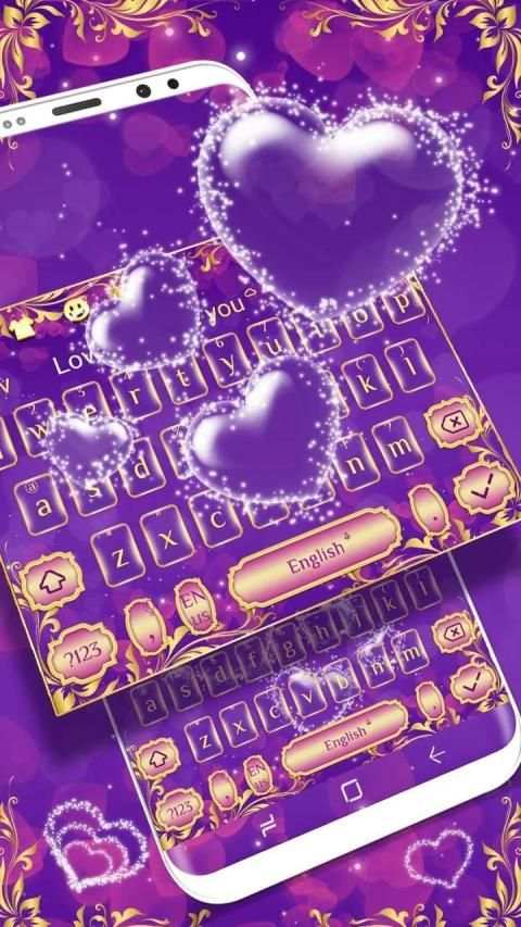 Purple Love Bubble Keyboard स्क्रीनशॉट 2