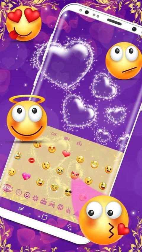 Purple Love Bubble Keyboard स्क्रीनशॉट 1