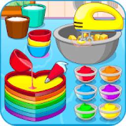 Cooking colorful cake