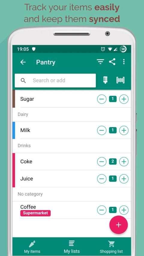 Pantrify - Free pantry and shopping list app * screenshot 4