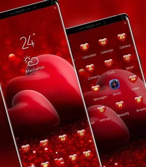 Red shining 3d effect love theme screenshot 3
