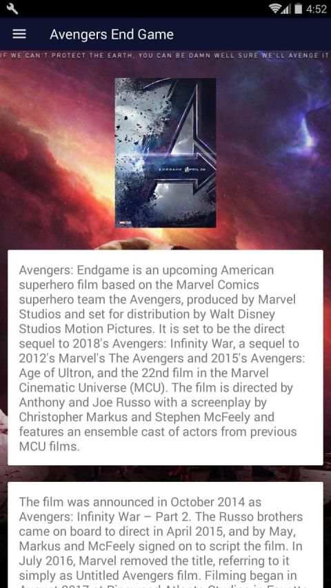 Movie Info Avengers End Game 9 تصوير الشاشة
