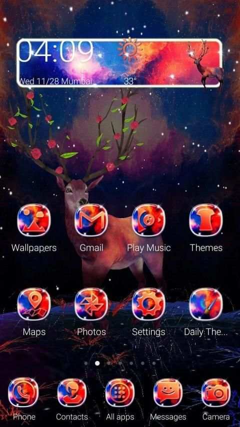 3D Fantasy Night Reindeer Launcher Theme screenshot 1