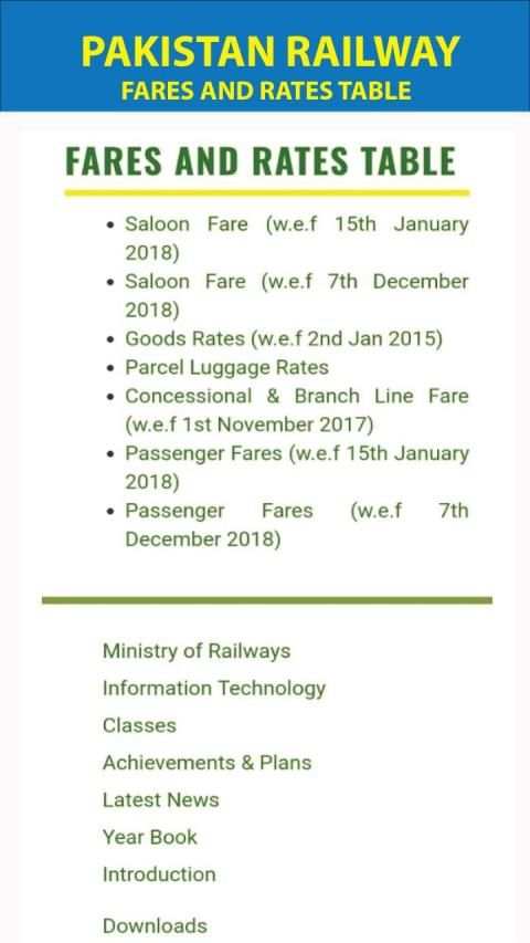 Pakistan Railways-schedule,Train Tickets Fare screenshot 1
