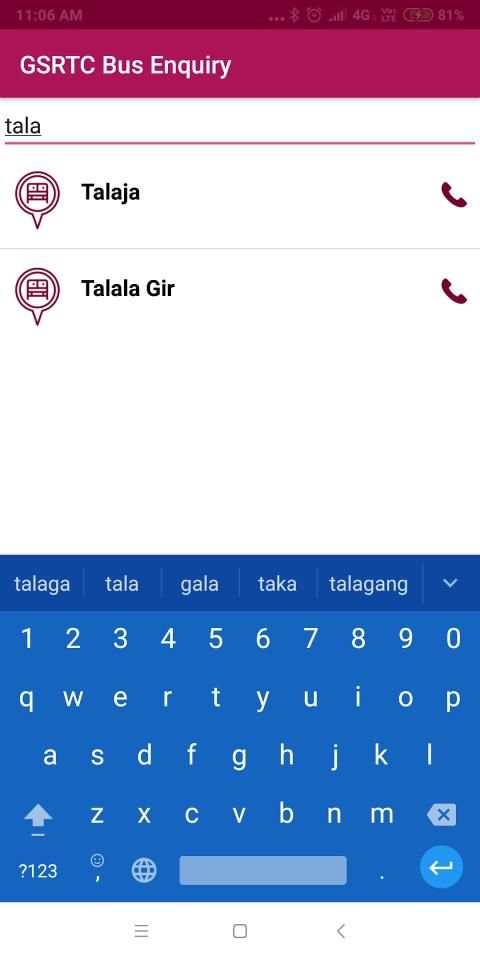 GSRTC Bus Enquiry screenshot 2