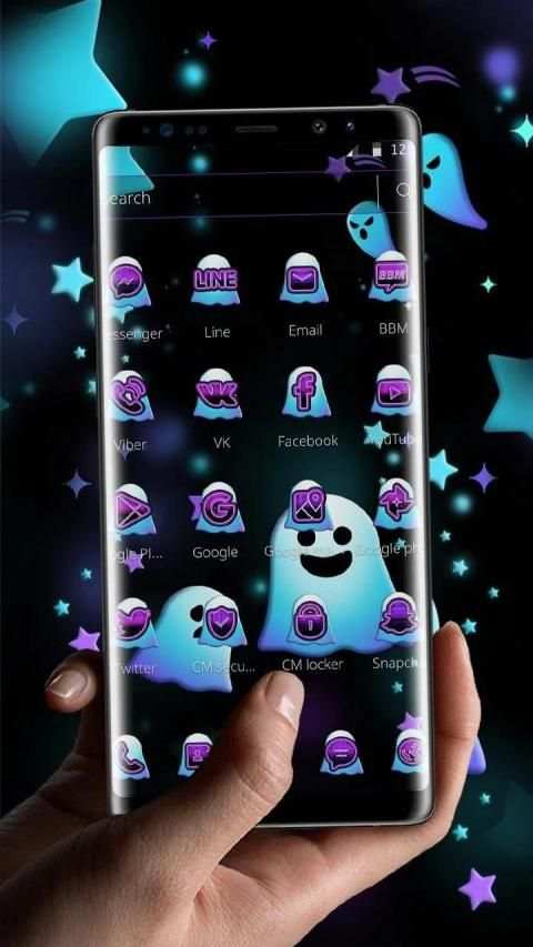 Cute Blue Cartoon Ghost Theme screenshot 3