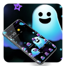 Cute Blue Cartoon Ghost Theme أيقونة