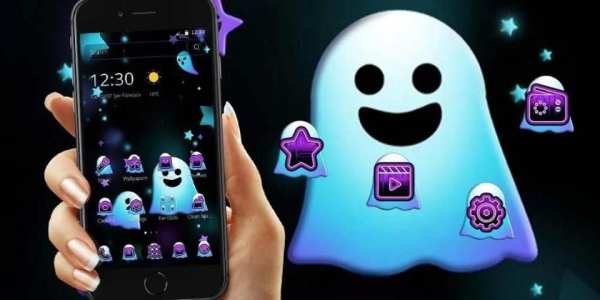 Cute Blue Cartoon Ghost Theme screenshot 1