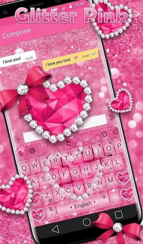 Glitter Pink Keyboard Theme screenshot 5