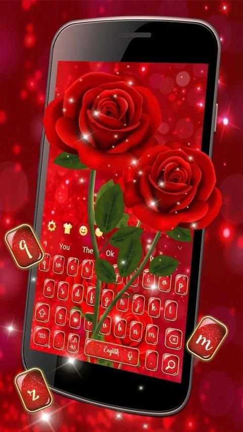 Sparkling Red Rose Keyboard स्क्रीनशॉट 2
