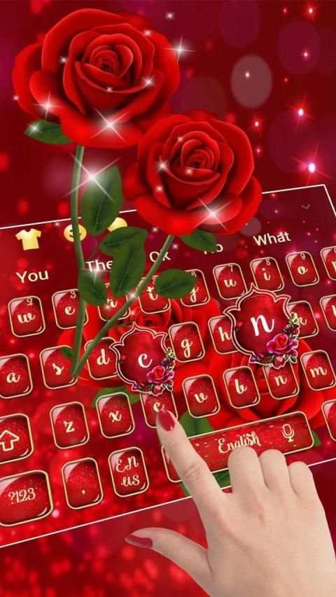 Sparkling Red Rose Keyboard स्क्रीनशॉट 3