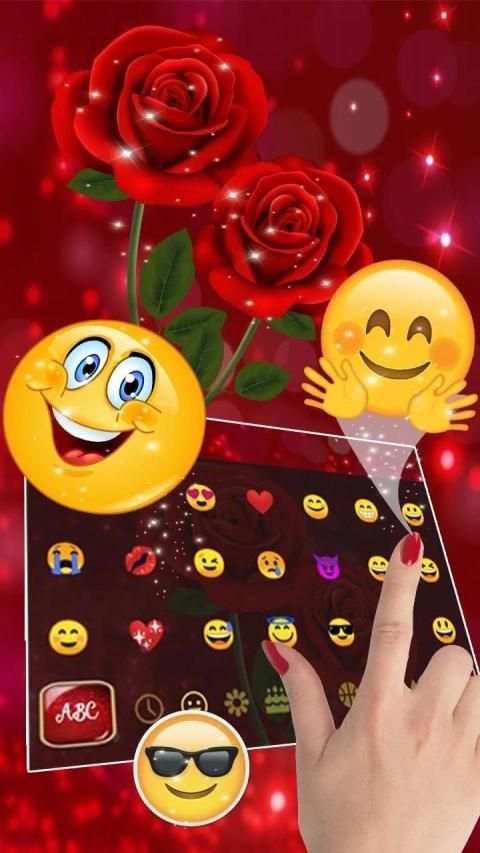 Sparkling Red Rose Keyboard स्क्रीनशॉट 1