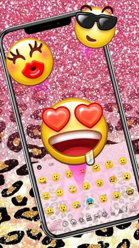 Pink Glitter Cheetah Keyboard स्क्रीनशॉट 1