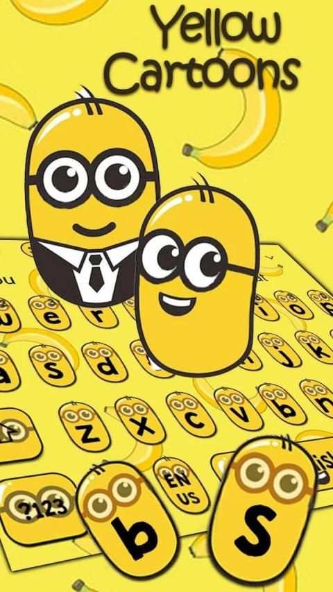 Yellow Cute Cartoon Keyboard Theme screenshot 3