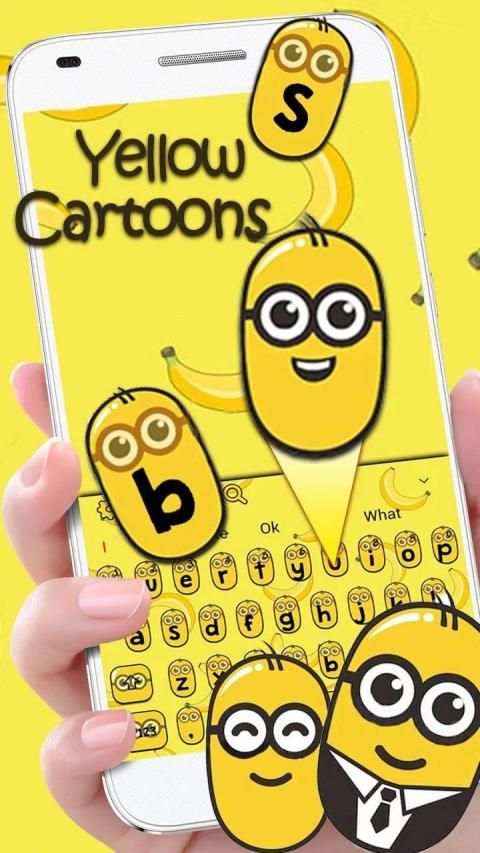 Yellow Cute Cartoon Keyboard Theme screenshot 2