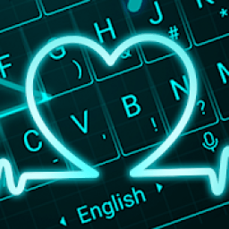 Live Neon Blue Heart Keyboard Theme आइकन