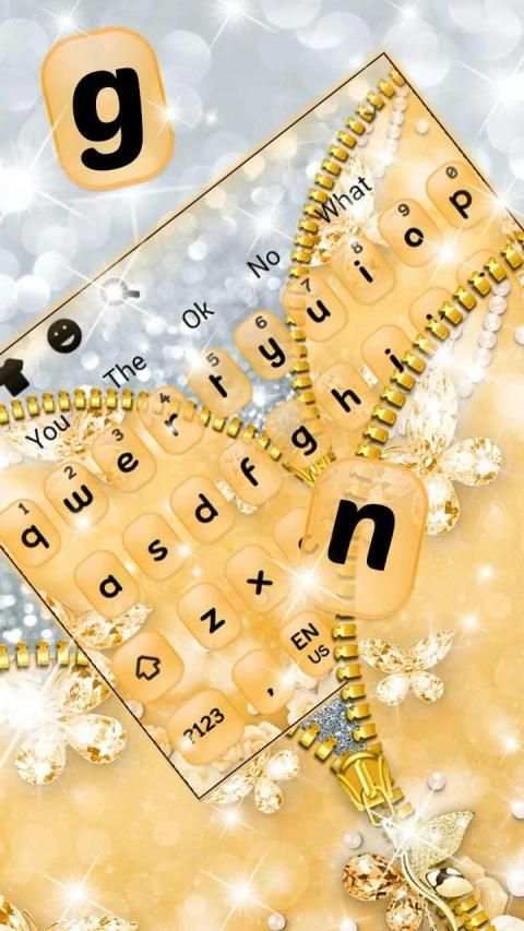 Glossy Golden Zipper Keyboard Theme स्क्रीनशॉट 3