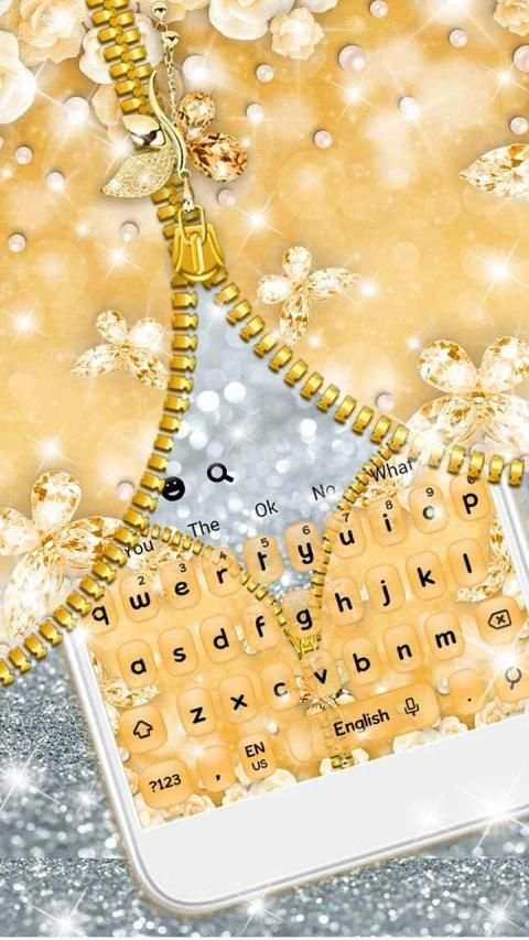 Glossy Golden Zipper Keyboard Theme स्क्रीनशॉट 2